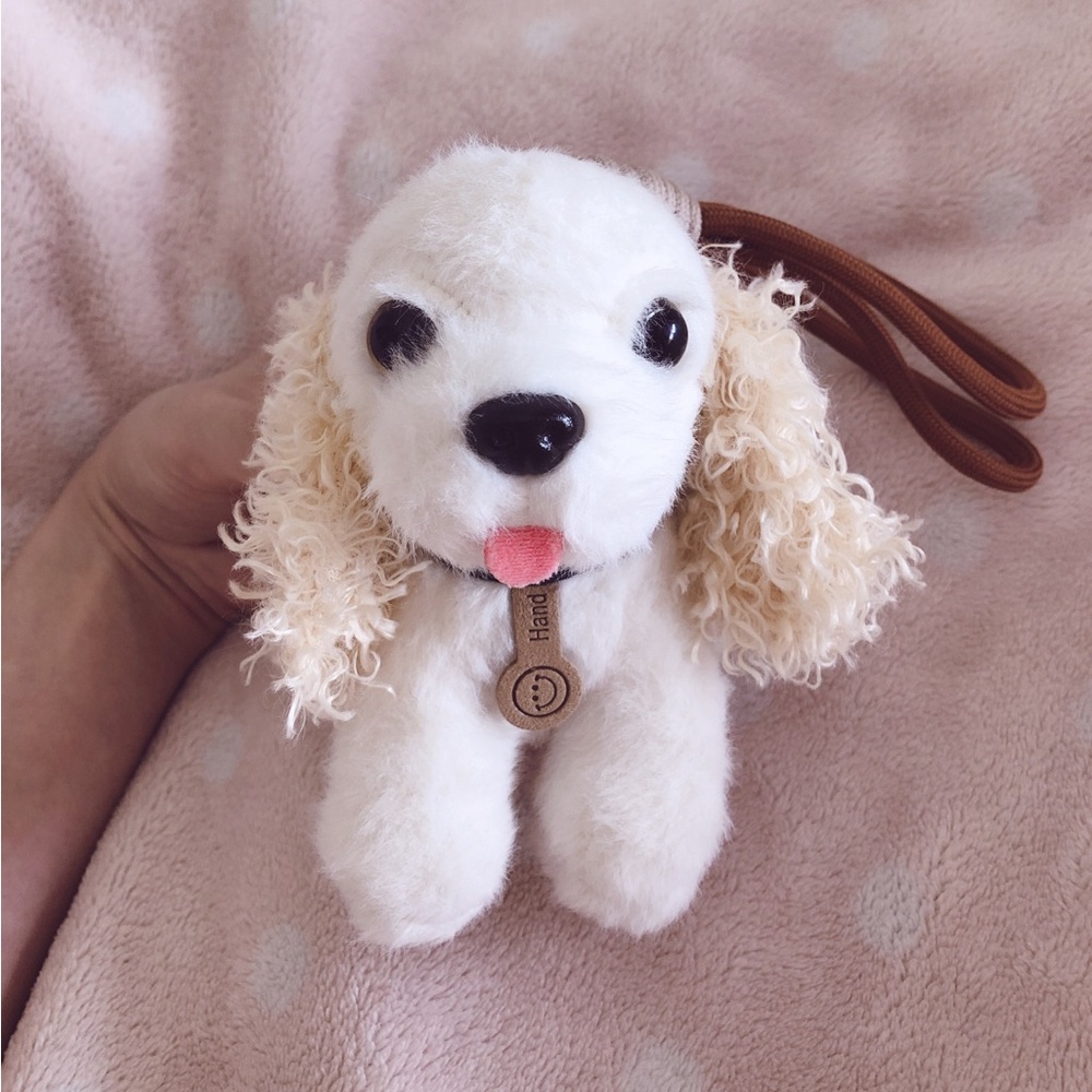 NWOT Handmade Plush Puppy Keychain/Bag Charm — Cream Poodle 💕💕💕